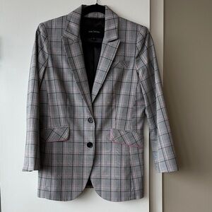 Pink Tartan Gray Checkered Blazer